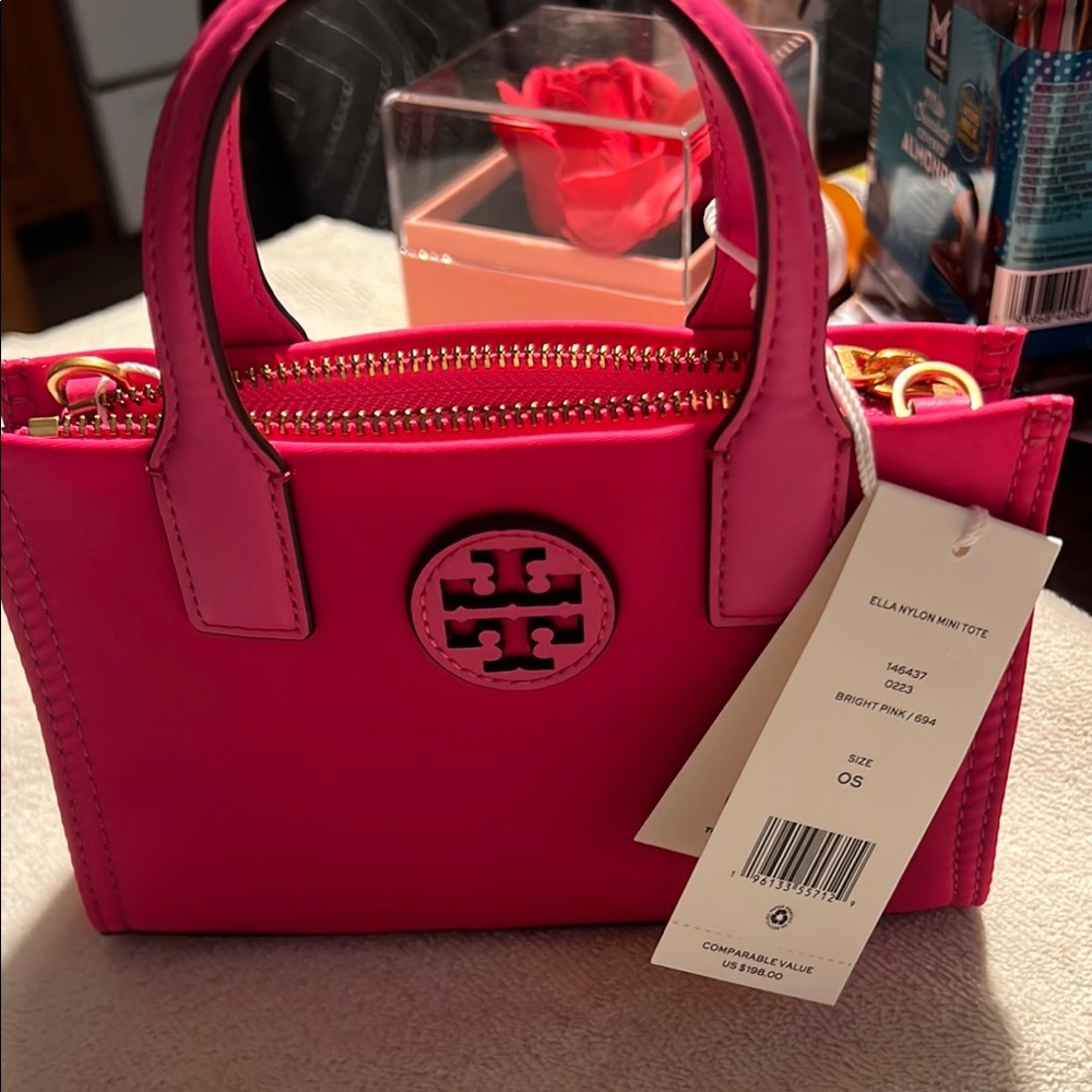 Tory Burch Pink Tote Bag with Structured Design